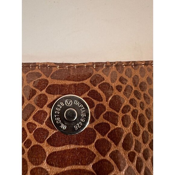 Aldo Brown Snake Print‎ Faux Leather Clutch Bag With Magnetic Snap Closure - Picture 9 of 16